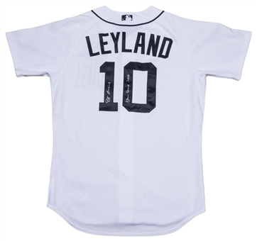 2013 Jim Leyland Game Used, Signed & Inscribed Detroit Tigers Home Jersey (Beckett)